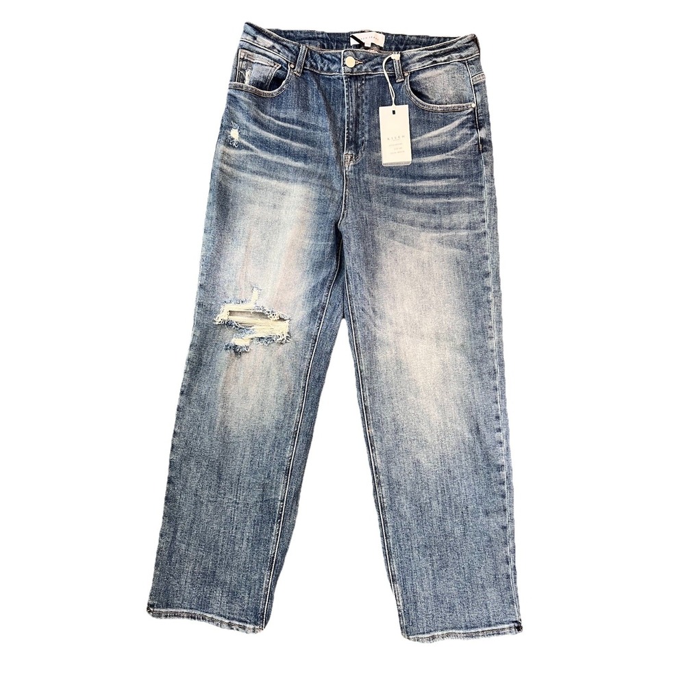 Risen Super High-Rise Straight Stretch Jeans RDP5099 Sz 15/32 Medium Wash NWT